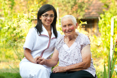 caregiver with senior lady